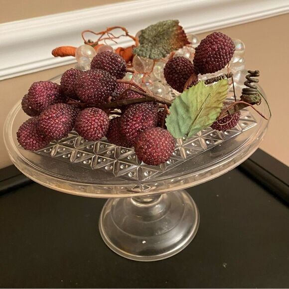 Grape Sprays Clear Vintage Glass & Wine 2 - Picture 1 of 3